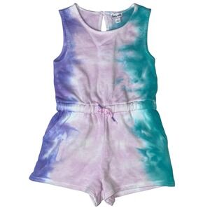 Splendid Girls Purple Teal Tie Dye French Terry Romper 5 NWT Summer Loungewear